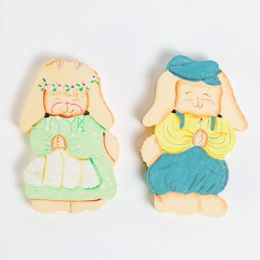 72 Bulk Bunny Figurine Wood 2pc Mr/mrsin Color Box