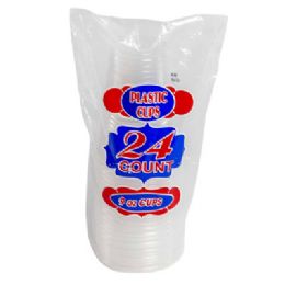 48 Bulk Cup Plastic 24ct 9oz Clear Disposable W/prtd pb