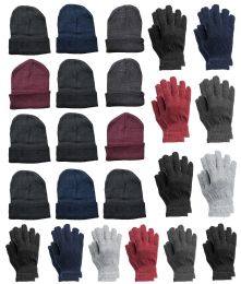 12 Bulk Yacht & Smith Unisex Assorted Colored Winter Hat & Glove Set