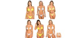 36 Bulk Junior TwO-Piece Swimsuits W/ Triangle Top & Waist Tie Bottoms - Polka Dot, Striped, & TiE-Dye Print - Sizes SmalL-xl