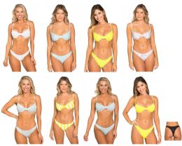 36 Bulk Junior TwO-Piece Swimsuits W/ Underwire Top & Thong Bottoms - Polka Dot, Striped, & TiE-Dye Print - Sizes SmalL-xl