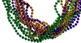144 Bulk Round Bead Mardi Gras Necklace, 33" Length