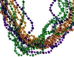 144 Bulk Disco Ball Bead Mardi Gras Necklace, 32 Inch Length