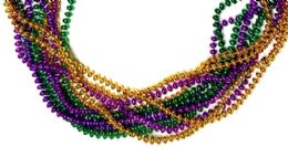144 Bulk Flat Bead Mardi Gras Necklace, 33 Inch Length