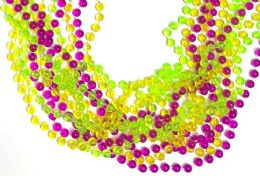 144 Bulk Clear Round Bead Mardi Gras Necklace 48" Length
