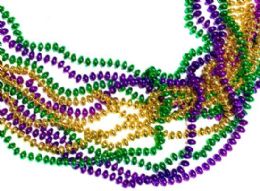 144 Bulk Flat Bead Mardi Gras Necklace, 48" Length