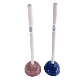 36 Bulk Ezduzzit Plunger 5 In With 18 Inch Wooden Handle Assorted.black & Brown