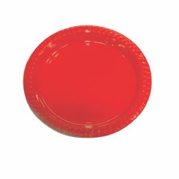 24 Bulk Ideal Dining Plastic Plate 7 In 25 Ct Red