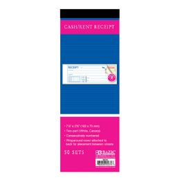 144 Bulk 50 Sets 7 1/2" X 2 3/4" 2-Part Carbonless Cash Or Rent Receipt Book