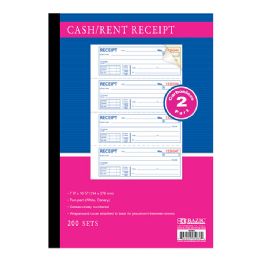 12 Bulk 200 Sets 7 5/8" X 10 7/8" 2-Part Carbonless Spiral Bound Cash Or Rent Receipt Book