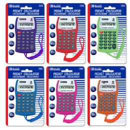 24 Bulk 8-Digit Pocket Size Calculator W/ Neck String