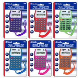 144 Bulk 8-Digit Pocket Size Calculator W/ Neck String