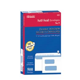 5 Bulk #9 SelF-Seal Security Double Window Envelopes (500/box)