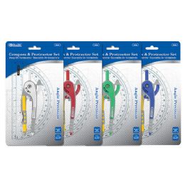 144 Bulk ScalE-Arm Compass W #2 Wood Pencil & 6 Protractor Set