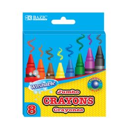24 Bulk 8 Color Washable Premium Jumbo Crayons