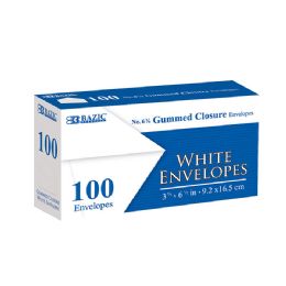 24 Bulk #6 3/4 White Envelopes W/ Gummed Closure (100/pack)