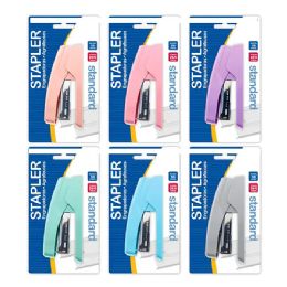 144 Bulk Pastel Color Standard 26/6 Stapler