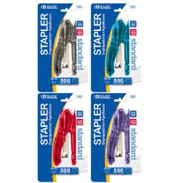 24 Bulk Transparent Standard (26/6) Stapler W/ 500 Ct. Staples