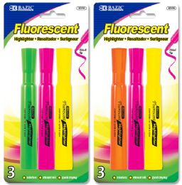 24 Bulk Desk Style Fluorescent Highlighter (3/pack)