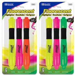 24 Bulk Desk Style Fluorescent Highlighter W/ Cushion Grip (3/pack)