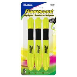 24 Bulk Yellow Desk Style Fluorescent Highlighter W/ Cushion Grip (3/pack)
