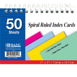 36 Bulk 50 Ct. Spiral Bound 3 Inch X 5 Inch Ruled Colored Index Card 