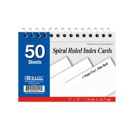 36 Bulk 50 Ct. Spiral Bound 3" X 5" Ruled White Index Card