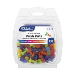 24 Bulk Assorted Color Push Pins (100/pack)