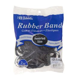 36 Bulk 2 Oz./ 56.70 G Assorted Sizes Black Color Rubber Bands