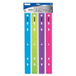144 Bulk 12" 30cm Jeweltones Color Ruler 4-Pack