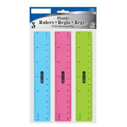 288 Bulk 6" 15cm Plastic Ruler 3-Pack