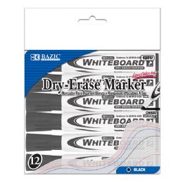 12 Bulk Black Chisel Tip DrY-Erase Markers (12/box)