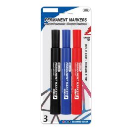 144 Bulk Assorted Colors Chisel Tip Jumbo Permanent Markers 3-Pack
