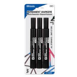 144 Bulk Black Chisel Tip Jumbo Permanent Markers 3-Pack