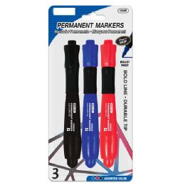 144 Bulk Assorted Colors Chisel Tip Jumbo Permanent Markers 3-Pack