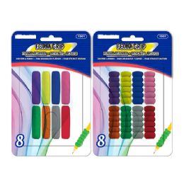 24 Bulk Assorted Color and Shape Foam Pencil Pen Grip 8-Pack