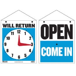 24 Bulk 7.5" X 9" "will Return" Clock Sign W/ "open" Sign On Back