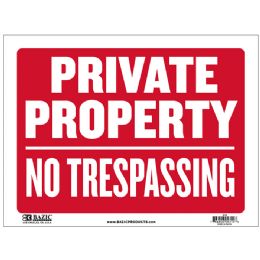 24 Bulk 9" X 12" Private Property No Trespassing Sign
