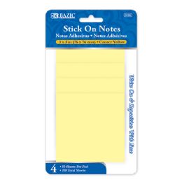 24 Bulk 50 Ct. 3" X 3" Yellow Stick On Notes (4/pack)