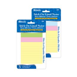 24 Bulk 40 Ct. 3" X 3" Lined Stick On Notes (3/pack)