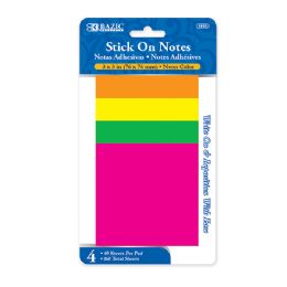 144 Bulk 40 Ct. 3" X 3" Neon Stick On Notes (4/pack)