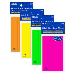 144 Bulk 70 Ct. 3" X 5" Neon Lined Stick On Notes
