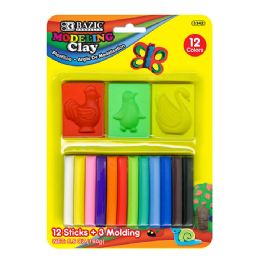 72 Bulk 5.64 Oz (160g) 12 Color Modeling Clay Sticks + 3 Molding