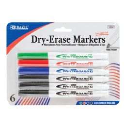 12 Bulk Assorted Colors Fine Tip DrY-Erase Markers (6/pack)