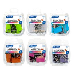 144 Bulk Assorted Size Color Binder Clip 12/pack 