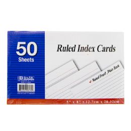 36 Bulk 50 Ct. 5" X 8" Ruled White Index Card