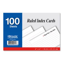 24 Bulk 100 Ct. 4" X 6" Ruled White Index Card