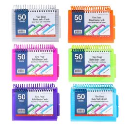 24 Bulk 50-Count View Spiral Bound 3" x 5" Ruled White Index Card