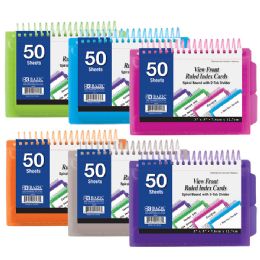 24 Bulk 50 Ct. View Poly Spiral Bound 3" X 5" Ruled White Index Card W/ 2-Tab Divider