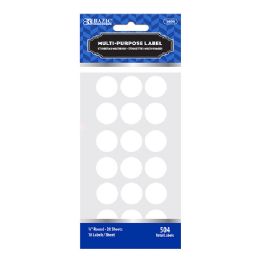 144 Bulk White 3/4" Round Label (504/pack)